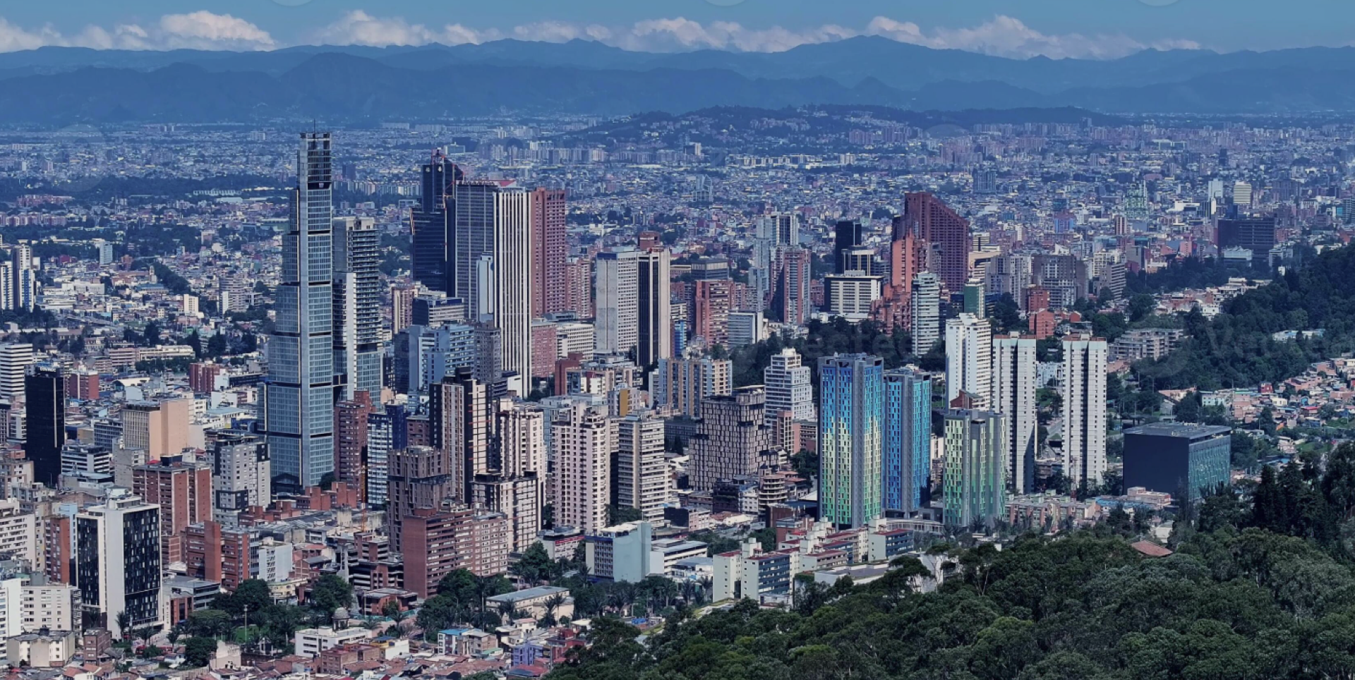 Wide view of Bogotá, Colombia, and its contemporary skyline